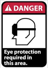 NMC - "Danger - Eye Protection Required in This Area", 14" Long x 10" Wide, Aluminum Safety Sign - Rectangle, 0.04" Thick, Use for Accident Prevention - Americas Industrial Supply