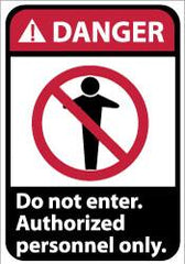 NMC - "Danger - Do Not Enter - Authorized Personnel Only", 14" Long x 10" Wide, Aluminum Safety Sign - Rectangle, 0.04" Thick, Use for Security & Admittance - Americas Industrial Supply