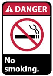 NMC - "Danger - No Smoking", 14" Long x 10" Wide, Aluminum Safety Sign - Rectangle, 0.04" Thick, Use for Accident Prevention - Americas Industrial Supply