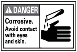 NMC - "Danger - Corrosive - Avoid Contact with Eyes and Skin", 14" Long x 10" Wide, Pressure-Sensitive Vinyl Safety Sign - Rectangle, 0.004" Thick, Use for Accident Prevention - Americas Industrial Supply