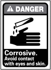 NMC - "Danger - Corrosive - Avoid Contact with Eyes and Skin", 14" Long x 10" Wide, Rigid Plastic Safety Sign - Rectangle, 0.05" Thick, Use for Accident Prevention - Americas Industrial Supply