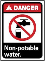 NMC - "Danger - Non-Potable Water", 14" Long x 10" Wide, Rigid Plastic Safety Sign - Rectangle, 0.05" Thick, Use for Restroom, Janitorial & Housekeeping - Americas Industrial Supply