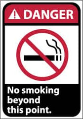 NMC - "Danger - No Smoking Beyond This Point", 14" Long x 10" Wide, Aluminum Safety Sign - Rectangle, 0.04" Thick, Use for Accident Prevention - Americas Industrial Supply