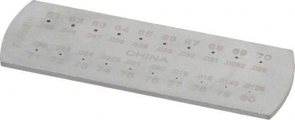 SPI - #80 Wire to #61 Wire Hole Size Drill Gage - 6 Inch Long, 2-1/2 Inch Wide, 20 Holes - Americas Industrial Supply