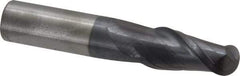 Accupro - 5/8" Diam, 1-1/4" LOC, 2 Flute Solid Carbide Ball End Mill - AlTiN Finish, Single End, 3-1/2" OAL, 5/8" Shank Diam, Spiral Flute - Americas Industrial Supply