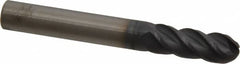Accupro - 5/16" Diam, 13/16" LOC, 4 Flute Solid Carbide Ball End Mill - AlTiN Finish, Single End, 2-1/2" OAL, 5/16" Shank Diam, Spiral Flute - Americas Industrial Supply