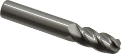 Accupro - 3/8" Diam, 7/8" LOC, 4 Flute Solid Carbide Ball End Mill - Uncoated, Single End, 2-1/2" OAL, 3/8" Shank Diam, Spiral Flute - Americas Industrial Supply