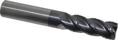 Accupro - 3/4" Diam, 2-1/4" LOC, 4 Flute Solid Carbide Roughing & Finishing Square End Mill - AlTiN Finish, 5" OAL, 3/4" Shank Diam, Straight Shank, 40° Helix, Centercutting, Long Length - Americas Industrial Supply