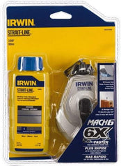 Irwin - 100' Long Reel & Chalk Set - Blue, Includes (1) 4 oz Standard Blue Chalk (6:1) & (1) MACH6 Chalk Reel - Americas Industrial Supply