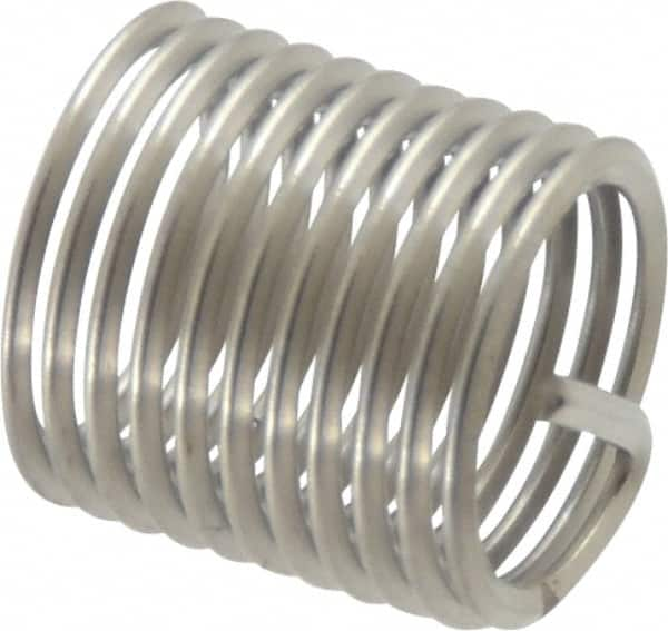 Recoil - 3/8-24 UNF, 0.562" OAL, Free Running Helical Insert - 11 Free Coils, Tanged, Stainless Steel, Bright Finish, 1-1/2D Insert Length - Exact Industrial Supply