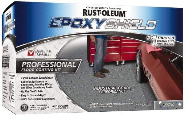 Rust-Oleum - 2 Gal (2) One Gallon Cans Gloss Dark Gray 2 Part Epoxy Floor Coating - <250 g/L VOC Content - Americas Industrial Supply