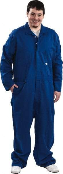 Stanco Safety Products - Size M, Royal Blue, Zipper, Arc Protection Coverall - 38 to 40" Chest, Indura, 7 Pockets, Elastic Waistband, Full Action Back, 2-Way Concealed Zipper - Americas Industrial Supply