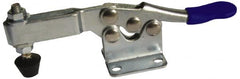 Gibraltar - 200 Lb Holding Capacity, Horizontal Handle, Manual Hold Down Toggle Clamp - 78° Handle Movement, 87° Bar Opening, U-Bar, Flanged Base, Electro-Plated Zinc, Stainless Steel - Americas Industrial Supply