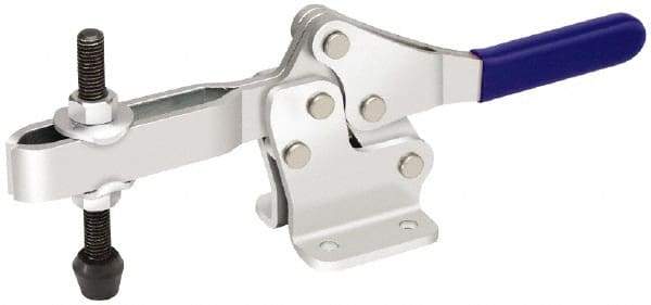 Gibraltar - 1,000 Lb Holding Capacity, Horizontal Handle, Manual Hold Down Toggle Clamp - 74° Handle Movement, 105° Bar Opening, U-Bar, Flanged Base, Electro-Plated Zinc, Carbon Steel - Americas Industrial Supply