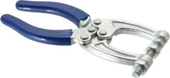 Gibraltar - 350 Lb Load Capacity, 1.77" Throat Depth, 6.03" OAL, Carbon Steel, C Style Plier Clamp - M8x1.5 Spindle, 2.86" Open Throat Height, Blue Handle - Americas Industrial Supply