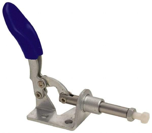 Gibraltar - 100 Lb Load Capacity, Flanged Base, Carbon Steel, Standard Straight Line Action Clamp - 3 Mounting Holes, 0.18" Mounting Hole Diam, 1/4" Plunger Diam, Thumb Handle - Americas Industrial Supply