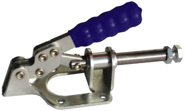 Gibraltar - 300 Lb Load Capacity, Flanged Base, Carbon Steel, Standard Straight Line Action Clamp - 0.22" Mounting Hole Diam, 0.44" Plunger Diam, Straight Handle - Americas Industrial Supply