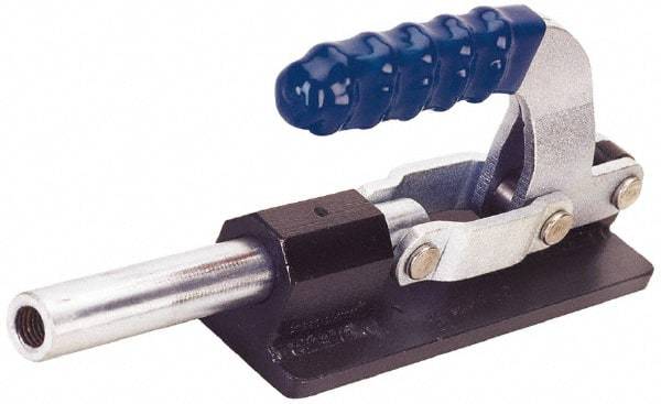 Gibraltar - 7,500 Lb Load Capacity, Flanged Base, Carbon Steel, Standard Straight Line Action Clamp - 6 Mounting Holes, 0.41" Mounting Hole Diam, 0.87" Plunger Diam, Straight Handle - Americas Industrial Supply