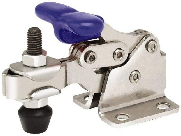 Gibraltar - 150 Lb Holding Capacity, Horizontal Handle, Manual Hold Down Toggle Clamp - 175° Handle Movement, 92° Bar Opening, U-Bar, Flanged Base, Stainless Steel - Americas Industrial Supply