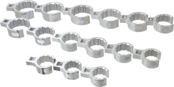 Proto - 15 Piece 1/2" Drive Flare Nut Crowfoot Wrench Set - 1-1/8 to 2", with Clip Rail - Americas Industrial Supply