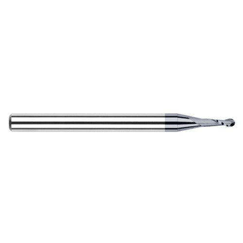 ‎0.039″ Dia. × 1/8″ Shank × 0.117″ DOC × 1-1/2″ OAL, Carbide AlTiN, Stub|Standard , 2 Flute, Ballnose End Mill - Exact Industrial Supply