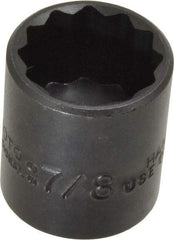Proto - 7/8", 3/8" Drive, Standard Hand Socket - 12 Points, 1-7/16" OAL, Alloy Steel, Black Finish - Americas Industrial Supply