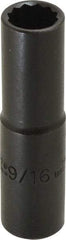 Proto - 9/16", 1/2" Drive, Deep Hand Socket - 12 Points, 3-1/4" OAL, Alloy Steel, Black Finish - Americas Industrial Supply