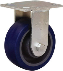 Hamilton - 5" Diam x 2" Wide x 6-1/2" OAH Top Plate Mount Rigid Caster - Polyurethane Mold onto Cast Iron Center, 840 Lb Capacity, Sealed Precision Ball Bearing, 4 x 4-1/2" Plate - Americas Industrial Supply