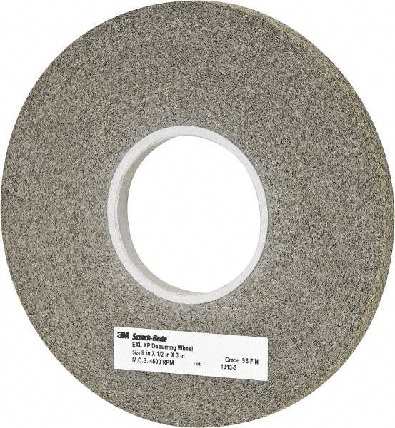 3M - 8" Diam, 1/2" Face Width, 3" Center Hole, Fine Grade, Silicon Carbide Deburring Wheel - Convolute, Extra Hard Density 9 Grade, 4,500 RPM - Americas Industrial Supply