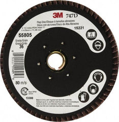 3M - 36 Grit, 4-1/2" Disc Diam, 5/8-11 Center Hole, Type 27 Ceramic Flap Disc - 13,300 Max RPM, Cloth Backing, Arbor Attaching System, Coated - Americas Industrial Supply
