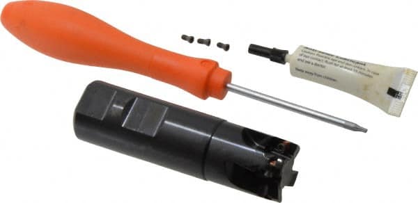 Kennametal - 1" Cut Diam, 0.395" Max Depth of Cut, 1" Shank Diam, 3.53" OAL, Indexable Square Shoulder End Mill - EC10.., EP10.. Inserts, Weldon Shank, 0° Lead Angle, Through Coolant - Americas Industrial Supply