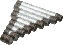 Made in USA - 66 Piece, 1/2" Pipe, Galvanized Pipe Nipple Set - Schedule 40, (6) Close, (6) 1-1/2, (6) 2, (6) 2-1/2, (6) 3, (6) 3-1/2, (6) 4, (6) 4-1/2, (6) 5, (6) 5-1/2, (6) 6 - Americas Industrial Supply