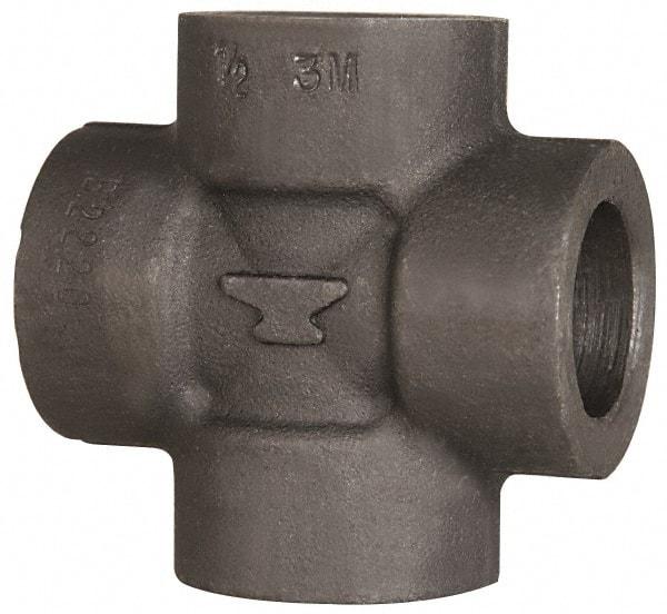 Made in USA - Size 2", Class 3,000, Forged Carbon Steel Black Pipe Cross - 3,000 psi, Socket Weld End Connection - Americas Industrial Supply