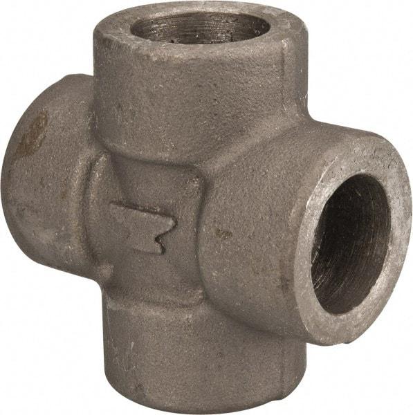 Made in USA - Size 1/2", Class 3,000, Forged Carbon Steel Black Pipe Cross - 3,000 psi, Socket Weld End Connection - Americas Industrial Supply