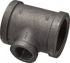 Made in USA - Size 1-1/2 x 1-1/2 x 3/4", Class 150, Malleable Iron Black Pipe Reducing Tee - 300 psi, Threaded End Connection - Americas Industrial Supply