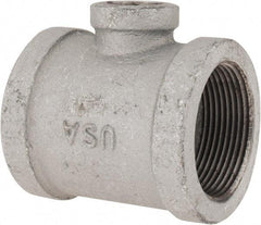 Made in USA - Class 150, 1-1/2 x 1-1/2 x 1/2" Galvanized Pipe Reducing Tee - Threaded, Malleable Iron - Americas Industrial Supply