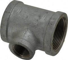 Made in USA - Class 150, 1-1/2 x 1-1/2 x 3/4" Galvanized Pipe Reducing Tee - Threaded, Malleable Iron - Americas Industrial Supply