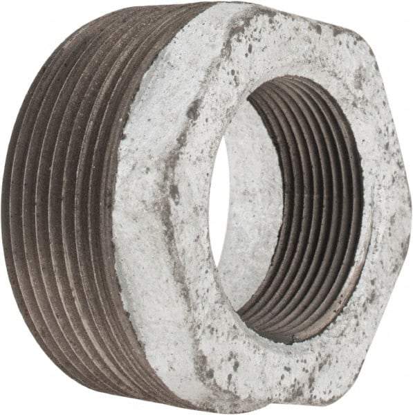Made in USA - Class 150, 2-1/2 x 1-1/2" Galvanized Pipe Hex Bushing - Threaded, Malleable Iron - Americas Industrial Supply