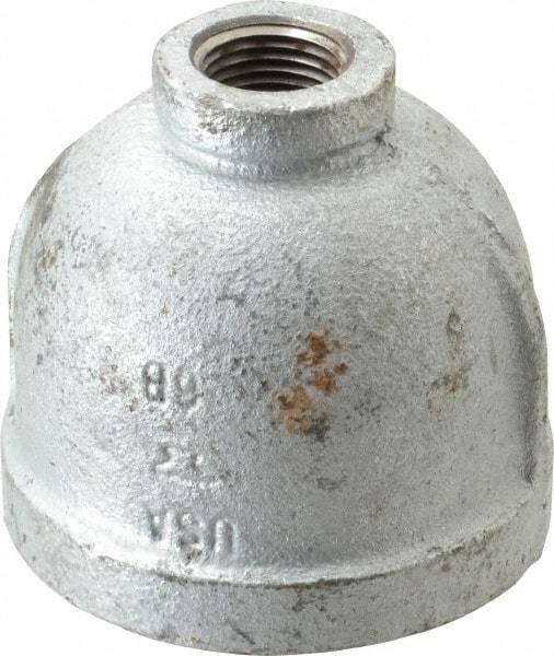 Made in USA - Class 150, 2 x 1/2" Galvanized Pipe Reducing Coupling - Threaded, Malleable Iron - Americas Industrial Supply