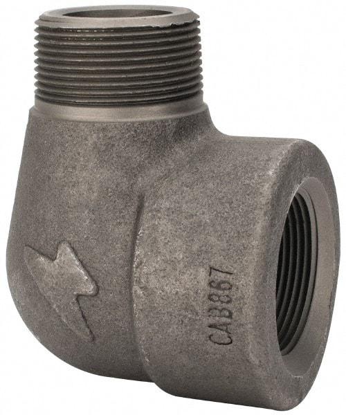 Made in USA - Size 1-1/2", Class 3,000, Forged Carbon Steel Black Pipe 90° Street Elbow - 3,000 psi, Threaded End Connection - Americas Industrial Supply