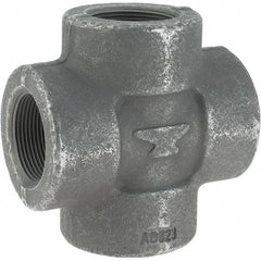Made in USA - Size 1-1/2", Class 3,000, Forged Carbon Steel Black Pipe Cross - 3,000 psi, Threaded End Connection - Americas Industrial Supply