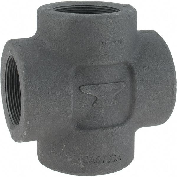 Made in USA - Size 2", Class 3,000, Forged Carbon Steel Black Pipe Cross - 3,000 psi, Threaded End Connection - Americas Industrial Supply