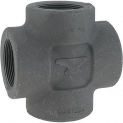 Made in USA - Size 2", Class 3,000, Forged Carbon Steel Black Pipe Cross - 3,000 psi, Threaded End Connection - Americas Industrial Supply