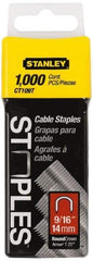Stanley - 5/16" Wide Galvanized Steel Cable Staples - 9/16" Leg Length - Americas Industrial Supply