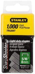 Stanley - 7/16" Wide Galvanized Steel Light Duty Staples - 5/16" Leg Length - Americas Industrial Supply