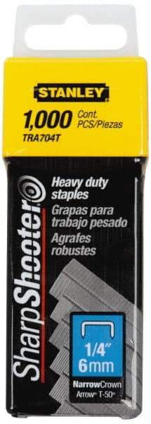 Stanley - 27/64" Wide Galvanized Steel Heavy Duty Power Crown Staples - 1/4" Leg Length - Americas Industrial Supply