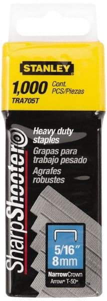 Stanley - 27/64" Wide Galvanized Steel Heavy Duty Power Crown Staples - 5/16" Leg Length - Americas Industrial Supply