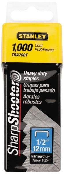 Stanley - 27/64" Wide Galvanized Steel Heavy Duty Power Crown Staples - 1/2" Leg Length - Americas Industrial Supply