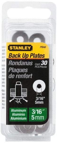 Stanley - Size 6, 1/2" Rivet Diam, Aluminum Round Blind Rivet Backup Washer - 1/16" Thick - Americas Industrial Supply