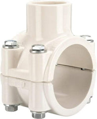 Value Collection - 2 x 1" PVC Plastic Pipe Clamp On Saddle with EPDM O-Ring - Schedule 40, Pipe O.D. x Soc End Connections - Americas Industrial Supply